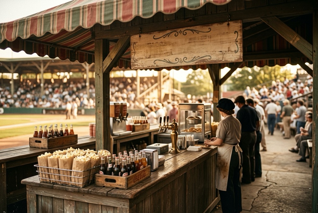 A vintage ballpark concession stand